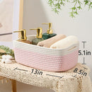 Small Storage Baskets for Organizing | Closet Organizer Bins | Shelf Toy Basket | Woven Rope Baskets | Cube Decorative Box | Shallow Basket | 13x8.5x5.1” | 4 Packs White Pink by GreenHaven Gardens