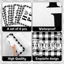 Love Family Placemats Set of 6 Buffalo Plaid Plastic Table Mats Black and White Plaid Place Mats Washable Vinyl Love Home Checkered Table Decoration for Indoor Outdoor Party Kitchen Dining by CozyNest Decor