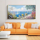 XLSJERST Large Coastal Wall Art - Ocean Seascape Canvas Yellow Green Flowers Painting Landscape Sailboat Picture Artwork Modern Large Framed for Living Room Bedroom Home Office Decor 24x48 by CozyNest Decor