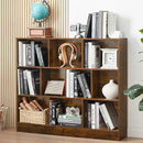 LEYAOYAO 10 Cube Bookshelf with Base,3 Tier Mid-Century Modern Grey Bookcase,Standing Wide Bookshelves Storage Organizer Shelf,Rustic Wood Display Cabinet Book Shelves for Bedroom,Living Room,Office by CozyNest Decor