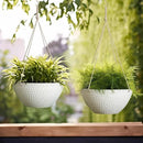 LA JOLIE MUSE Hanging Planters for Outdoor Plants, Large Hanging Planter with Drain Holes, Outdoor Hanging Flower Pots, White Stone, Honeycomb (13.2 Inch, Set of 2) by CozyNest Decor