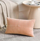 Fancy Homi 2 Packs Peach Long Lumbar Decorative Throw Pillow Covers 12x24 Inch for Couch Bed Sofa, Rustic Farmhouse Boho Home Decor, Soft Striped Corduroy Rectangle Accent Cushion Case 30x60 cm by CozyNest Decor