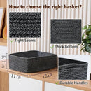 Large Shallow Organizing Baskets 15x11x5.1 Inches - Rope Woven Storage Bins for Bathroom, Shelves, Cube Closet, Mixed Black 2 Packs by CozyNest Decor