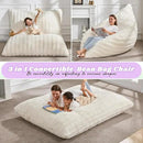 Hobestluk 3 in 1 Bean Bag Chair Giant Bean Bag Chairs for Adults with Ripple Cover Convertible Bean Bag Floor Cushion with Machine Washable Cover for Living Room (Ripple White) by CozyNest Decor