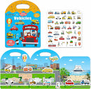Reusable Sticker Books for Toddlers 1-3, Jelly Sticker Books for Kids 2-4, Vehicle Stickers for Kids by TinyTreasures Baby Boutique