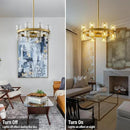 Gold Chandelier Light Fixture Kitchen and Dining, 16-Lights Modern Chandeliers for Dining Room, 18" Farmhouse Kitchen Pendant Lights Over Table, Crystal Wagon Wheel Chandelier(Bulbs Included) by CozyNest Decor