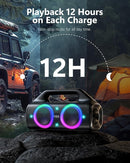 Speakers, 80w (Peak) Portable Wireless Speaker with Lights, Stereo Loud Sound, IP67 Waterproof, Deep Bass Outdoor Speakers Bluetooth 5.0 Dual Pairing for Home Party Beach Camping, Gifts by TinyTreasures Baby Boutique