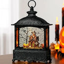 Halloween Snow Globe Lantern Ghost Snow Globe Halloween Decorations for Home Haunted House Pumpkin Ghost Tree Crow Rip Dancing Bats with Timer, USB and Battery Powered 12 inch by CozyNest Decor