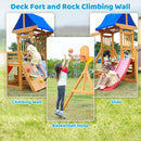 Kids Swing Sets for Backyard, Wooden Playground Sets for Ages 3-6 with a Wave Slide, Rock Climbing Wall, Sandbox, 2 Swings, and More,6-in-1 Outdoor Playset by TinyTreasures Baby Boutique