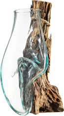 Cape Craftsmen Wall Mounted Molten Glass Hanging Terrarium on Driftwood, Indoor Wall Planter Vase on Wood, Propagation Station for Hydroponics Plants, Succulent Pot by GreenHaven Gardens