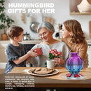 Glass Hummingbird Feeder for Outdoors Hanging, 26Oz Bird Nectar Feeder with Perch & 5 Flower Feeding Ports, Leak Proof for Outside Garden Decor Backyard, Gifts for Women Mom, Purple Blue by GreenHaven Gardens