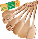 Riveira Cherry Wooden Spoons for Cooking Set of 6 – Natural Cherry Wood Cooking Utensils, Wooden Spatula, Wooden Spoon - Premium Quality Wooden Utensil Set for Non-Toxic Cooking by CozyNest Decor