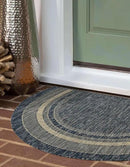 Unique Loom Outdoor Border Collection Area Rug - Soft Border (2' 7" x 4' 1" Hearth Blue/Ivory) by GreenHaven Gardens