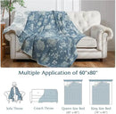jinchan Boho 100% Cotton Muslin Twin Size 60x80 Inches Blanket Lightweight 4-Layer Quilted Soft Blue and White Floral Throw Blanket Green Accents Reversible Comfy Flower Summer Couch Bedroom Decor by CozyNest Decor