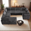HOOOWOOO Modular Sectional Sofa,8 Pieces Sectional Couches for Living Room,131X98 G Shaped Cloud Couch with Ottoman Chaise Set(Gray Velvet Corduroy) by CozyNest Decor