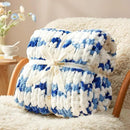 Amélie Home Chunky Knit Throw Blanket for Couch, Soft Chenille Crochet Blanket for Sofa, 50"x60", Space-Dyed Blue Striped by CozyNest Decor