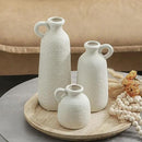 Ceramic Vase Set of 3 with Handle, Neutral Rustic Vases Home Decor Farmhouse Decorative Vase Whitewashed Pottery Decor Modern for Table Mantel Entryway Bookshelf Living Room Kitchen Bedroom - White by CozyNest Decor