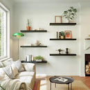 Large Floating Shelves for Wall Set of 3 Wooden Wall Shelves 24 in x 12.75 in x 2 in Room Decor Long Shelf with Invisible Wall Mount Bracket for Bedroom Kitchen Living Room Black Wood by CozyNest Decor
