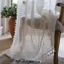 Sutuo Home Cream White Crochet Boho Curtain 84 Inches Length, Sheer Lace Handmade Tassels Knitted Window Treatment Vintage Rustic Bohemian Farmhouse Drape for Bedroom Rod Pocket 1 Panel 59" W x 84" L by CozyNest Decor