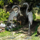 Kircust Garden Crane Statues, Standing Metal Patina Heron Decoy Outdoor Statue, 42-46 Inch Bird Yard Art for Patio Lawn Pond, Set of 2 by GreenHaven Gardens