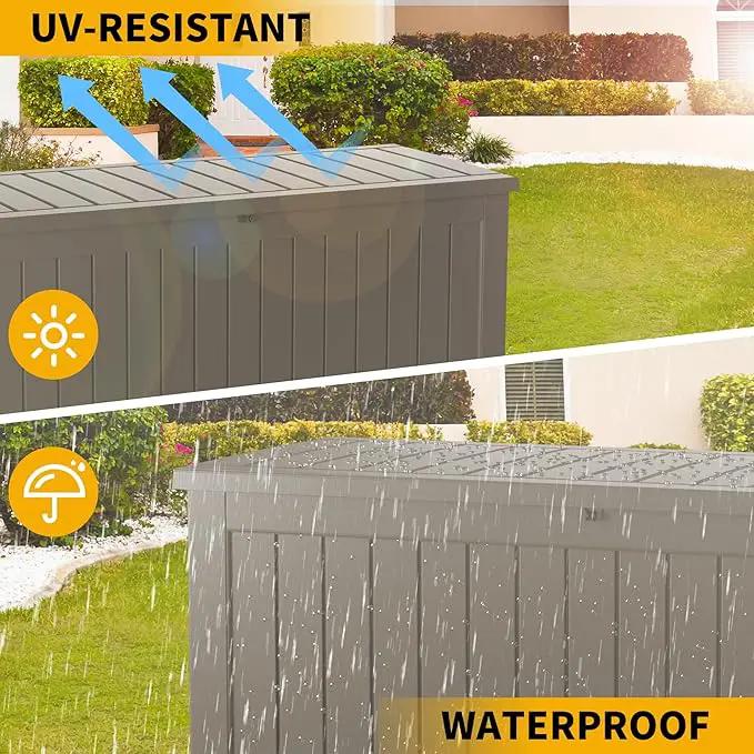 180 Gallon Resin Deck Box, Waterproof Outdoor Storage Bin for Patio Furniture, Pool Accessories, and Garden Tools, Lockable & UV-Resistant, Grey, photo 2 of 9