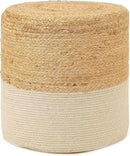 REDEARTH · Cylindrical Pouf Foot Stool Ottoman - Jute Braided Accent Sitting Footrest for The Living Room, Bedroom, Nursery, Patio, Lounge & Other Rooms in The Home (14.5”x14.5”x16”; Natural Ivory) by CozyNest Decor