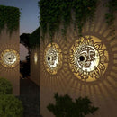 4 Pack Solar Fence Lights Metal Solar Powered Outdoor Wall Deck Step Lights Sun Moon Theme Waterproof Fence Light for Garden Post Patio Backyard Yard Decor, Gardening Gifts for Women Mom Grandma by CozyNest Decor