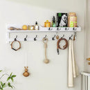 AMBIRD 35 inch Coat Rack Wall Mount, Extra Long Coat Hooks Wall Mount, Entryway Shelf with 7 Dual Coat Hooks 4 Key Hooks Mail Organizer, Wooden Wall Coat Rack with Hooks, Key Holder Rack (White) by CozyNest Decor
