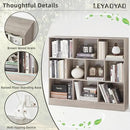 LEYAOYAO 10 Cube Bookshelf with Base,3 Tier Mid-Century Modern Grey Bookcase,Standing Wide Bookshelves Storage Organizer Shelf,Rustic Wood Display Cabinet Book Shelves for Bedroom,Living Room,Office by CozyNest Decor