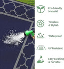 GENIMO Outdoor Rug 5' x 8' Patio Waterproof, Foldable Reversible Plastic Straw Area Rugs Mat for Camper Decor, Outside Carpet for Rv, Deck, Porch, Picnic, Beach, Balcony, Blue & Grey by GreenHaven Gardens