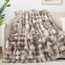 Touchat Luxury 1000GSM Faux Rabbit Fur Throw Blanket, Super Heavy Warm Cozy Grey Blankets for Couch Bed Sofa, Ruched Plush Fuzzy Elegant Soft Reversible Mink Blanket for Living Room Bedroom by CozyNest Decor