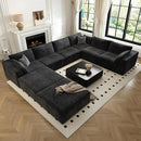157.5" Cloud Couch Oversized Modular Sectional Sofa for Living Room,Modern Sofa with Deep Seat，8 Seater Boneless Couch with 2 Ottoman,Comfy Upholstered Couches for Apartment, Studio, Office,Black by CozyNest Decor
