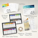 CHROMATEK Watercolor Paint Set, 84 Piece Kit, Video Tutorial Course, 48 Tubes, from Beginner to Intermediate & Professional Artists, Paper, 8 Brushes, Palette, Aquapen, Masking Tape, 12ml Tubes by TinyTreasures Baby Boutique