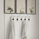 HBCY Creations White Solid Wood Wall Mounted Coat Rack with Shelf, 5 Hooks, 24" Long - Kitchen, Mudroom, Entryway, Bathroom - Includes Mounting Hardware, Coat Hanger, Dog Leash Hooks, Towel Rack by CozyNest Decor