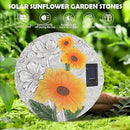 DREAM GARDEN Garden Décor Sunflower Outdoor Decorative Stones, Solar Garden Stone Resin Outdoor Garden Stone Patio, Walkway Stones Yard Art, 10.75 Inch by CozyNest Decor