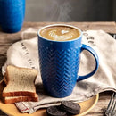 AmorArc Extra Large Coffee Mugs Set of 6, 20oz Ceramic Tall Coffee Mugs Set with Textured Geometric Patterns for Latte/Tea/Beer/Hot Cocoa, Dishwasher & Microwave Safe, Blue by CozyNest Decor
