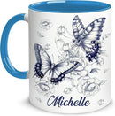Hyturtle Personalized Blue Butterfly Mug - Butterfly Gifts For Women Lovers - Animal Gift For Bird Lover Her - Bird Gifts For Mom on Mother Day - Custom Name Coffee Cup Ceramic Mug 11 Oz 15 Oz by CozyNest Decor