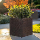 LEWIS&WAYNE Large Square Planter Box Handmade Wicker Tall Planters for Outdoor Plants with Removable Liners Modern Planter for Indoor Outdoor Garden Patio Front Porch - Brown, 17''x17''x18'' by CozyNest Decor