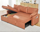 VanAcc Sleeper Sofa, Sofa Bed- 2 in 1 Pull Out Couch Bed with Storage Chaise, Sofa Sleeper Couch for Living Room, Brown Leathaire by CozyNest Decor