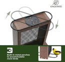 Kingsyard Metal Mesh Bird Feeder for Outdoors Hanging, Finch Feeder for Nyjer/Thistle, Sliding Mesh & Built-in Perch, Recycled Plastic, Brown by CozyNest Decor