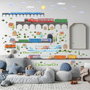 Train Wall Decals for Kids by Lipastick - Educational Railroad Wall Stickers for Boys and Girls - Peel and Stick Locomotive, Carriage, Wagon Wall Decals for Nursery, Playroom, Bedroom Decor -XXL Size by TinyTreasures Baby Boutique