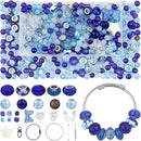 Kingshine 630pcs Beads Making Kit - European 8mm Round Glass Beads with Charms for DIY Bracelet Necklace Earring Jewelry (Blue) by TinyTreasures Baby Boutique
