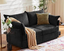 Oversized Loveseat Sofa, Modern Modular Sectional Couch Black Fluffy Chenille Mid Century 2-Seat 24.5" Deep Seat for Apartment, Living Room, Bedroom by CozyNest Decor