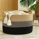 KAKAMAY Large Blanket Basket (20"x13"),Woven Rope Baskets for storage Baby Laundry Hamper, Cotton Rope Blanket Basket for Living Room, Laundry, Nursery, Pillows,Baby Toy chest (Jute/Black) by GreenHaven Gardens