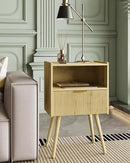 Nightstand,Modern Bedside Table with Storage Drawer and Open Wood Shelf, Accent Night Stand with Solid Wood Legs for Living Room, Bedroom and Small Spaces,Easy Assembly (Yellow Oak) by CozyNest Decor