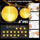 Solar Lantern String Lights Waterproof Outdoor, 40ft 40Led Warm White & Multi-Color Garden Lights Hanging Hemp Rope Nylon Lanterns with Remote, Timer for Yard, Balcony, Fences, Porch, Patio, Party by GreenHaven Gardens