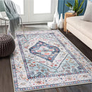 Lahome Boho Round Rug - 9Ft Washable Area Rug, Non-Slip Small Bathroom Rug, Lightweight Bedroom Throw, Oriental Distressed Print Carpet for Entryway, Sofa, Nursery, Kids Room by TinyTreasures Baby Boutique