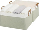 StorageWorks Storage Bins, Fabric Storage Bins for Shelves, Extra Large Storage Baskets with Metal Frame, Closet Baskets and Bins with Handles, Jumbo, Green and White, 2-Pack by CozyNest Decor