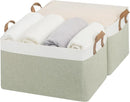 StorageWorks Storage Bins, Fabric Storage Bins for Shelves, Extra Large Storage Baskets with Metal Frame, Closet Baskets and Bins with Handles, Jumbo, Green and White, 2-Pack by TinyTreasures Baby Boutique