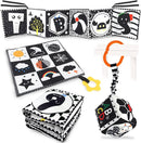 KUANGO 3 PCS Black and White High Contrast Baby Toys Newborn Toys 0-6 Months, Visual Stimulation Sensory Soft Book, Infant Tummy Time Toys 0-3-6 Months Baby Gifts by TinyTreasures Baby Boutique